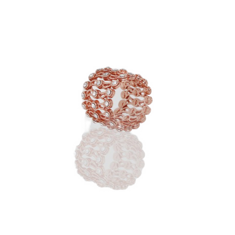 925 SILVER 2 IN 1  ROSE GOLD PLATED RING CUM HAND CUFF