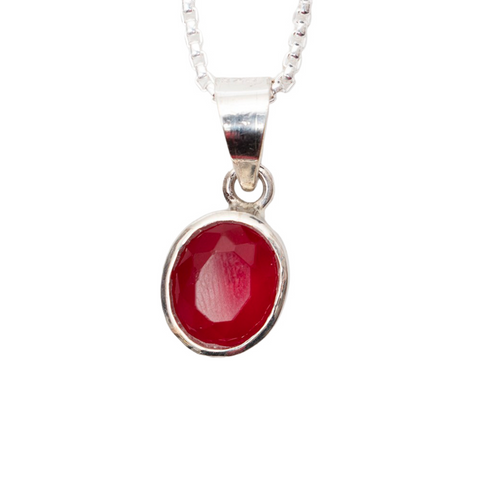 SEMI PRECIOUS RUBY ZODIAC SIGN PENDENT CHAIN