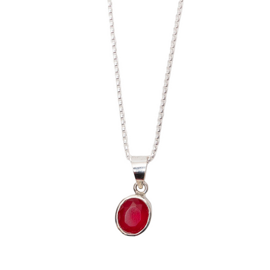 SEMI PRECIOUS RUBY ZODIAC SIGN PENDENT CHAIN