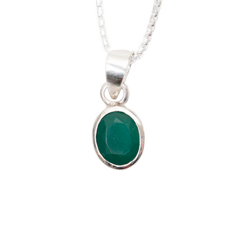 SEMI PRECIOUS EMERALD STONE PENDANT CHAIN