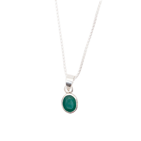 SEMI PRECIOUS EMERALD STONE PENDANT CHAIN