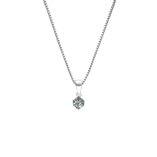 White Silver Crimson Crystal Pendant with Box Chain