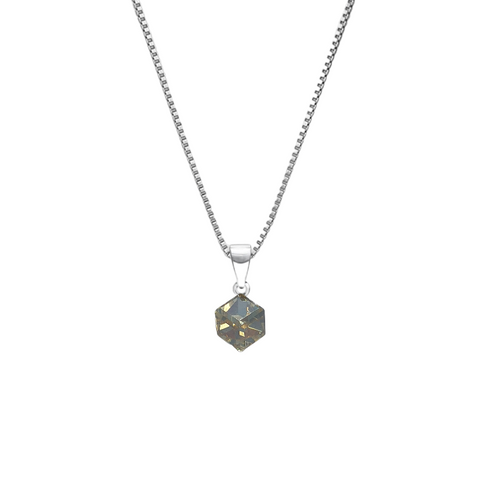 Golden Silver Crimson Crystal Pendant with Box Chain