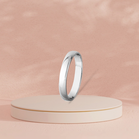 UNISEX PLAIN HALF ROUND BAND 925  SILVER RING