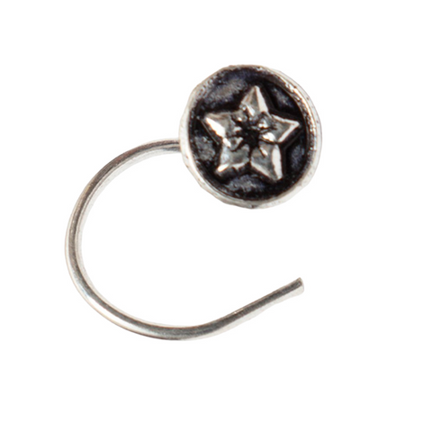 OXIDIZED STAR SILVER WIRE NOSE STUD