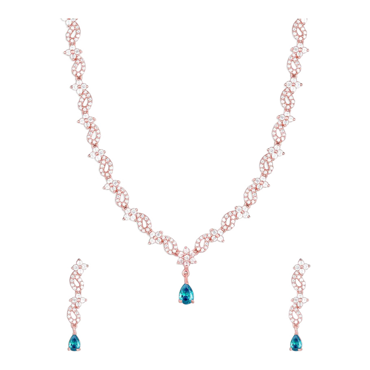 Zirconia studded Rose gold  design necklace