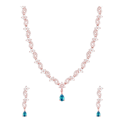 Zirconia studded Rose gold  design necklace