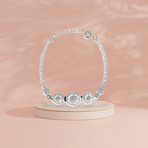 Sparkle and Shine A 925 Silver Bracelet with Dazzling Circular Charms