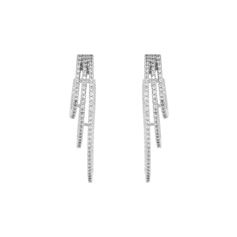 Triple Sparkle: 925 Silver Earrings with Three Dazzling Lines