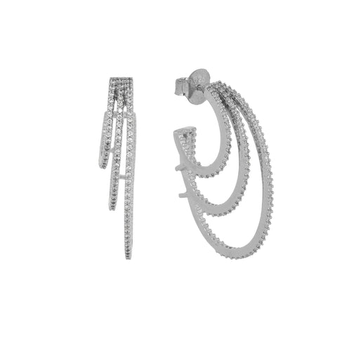 Triple Sparkle: 925 Silver Earrings with Three Dazzling Lines