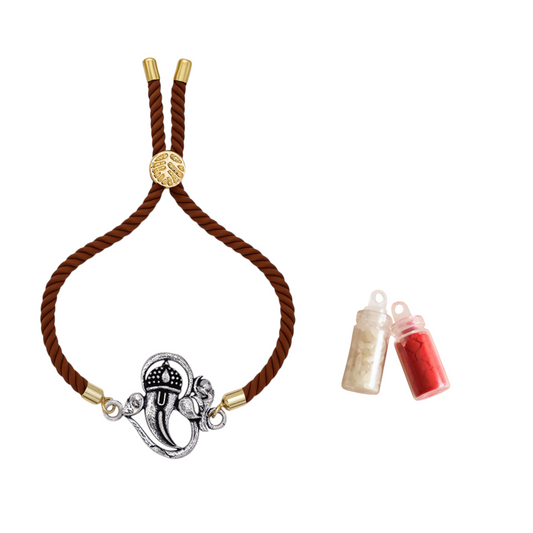 925 Silver om ganesha rakhi with band