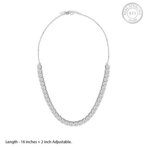 Silver Zircon Solitaire Necklace