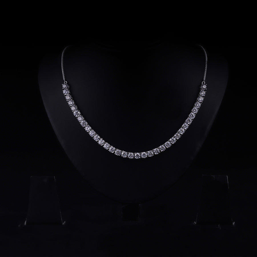 Silver Zircon Solitaire Necklace