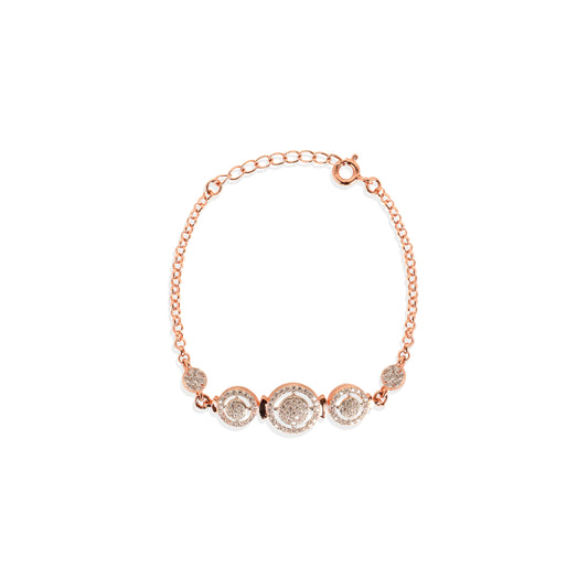 Rose Gold Radiance 925 Silver Bracelet with Three Circular Charms