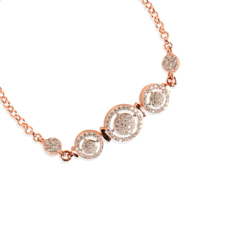 Rose Gold Radiance 925 Silver Bracelet with Three Circular Charms