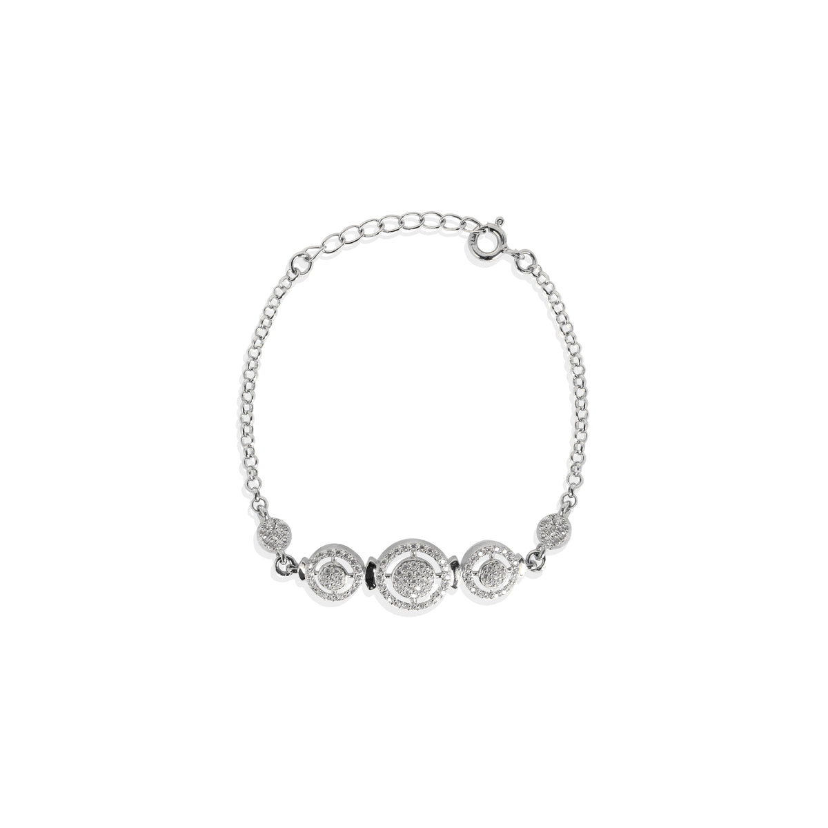 Sparkle and Shine A 925 Silver Bracelet with Dazzling Circular Charms