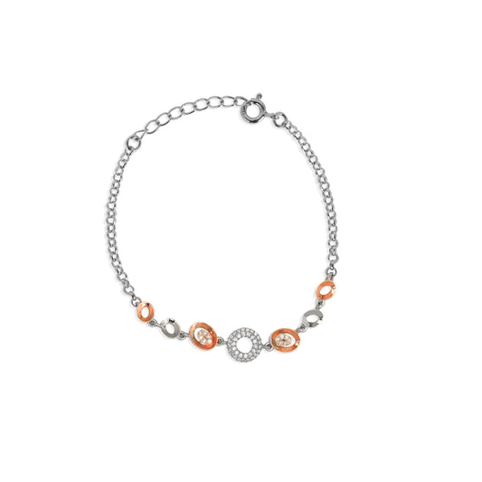 Dazzling Duo tone  925 Silver Bracelet with Rose Gold Elements