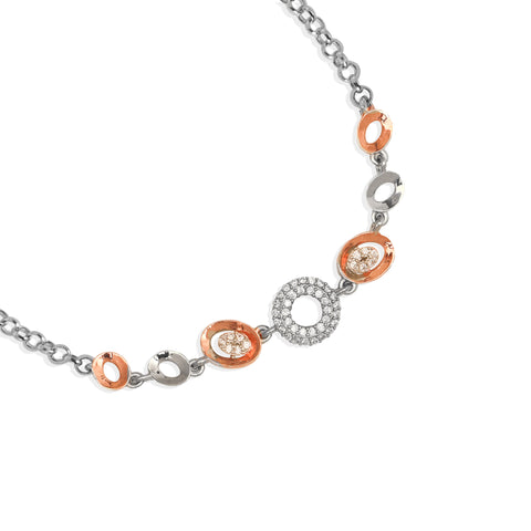 Dazzling Duo tone  925 Silver Bracelet with Rose Gold Elements