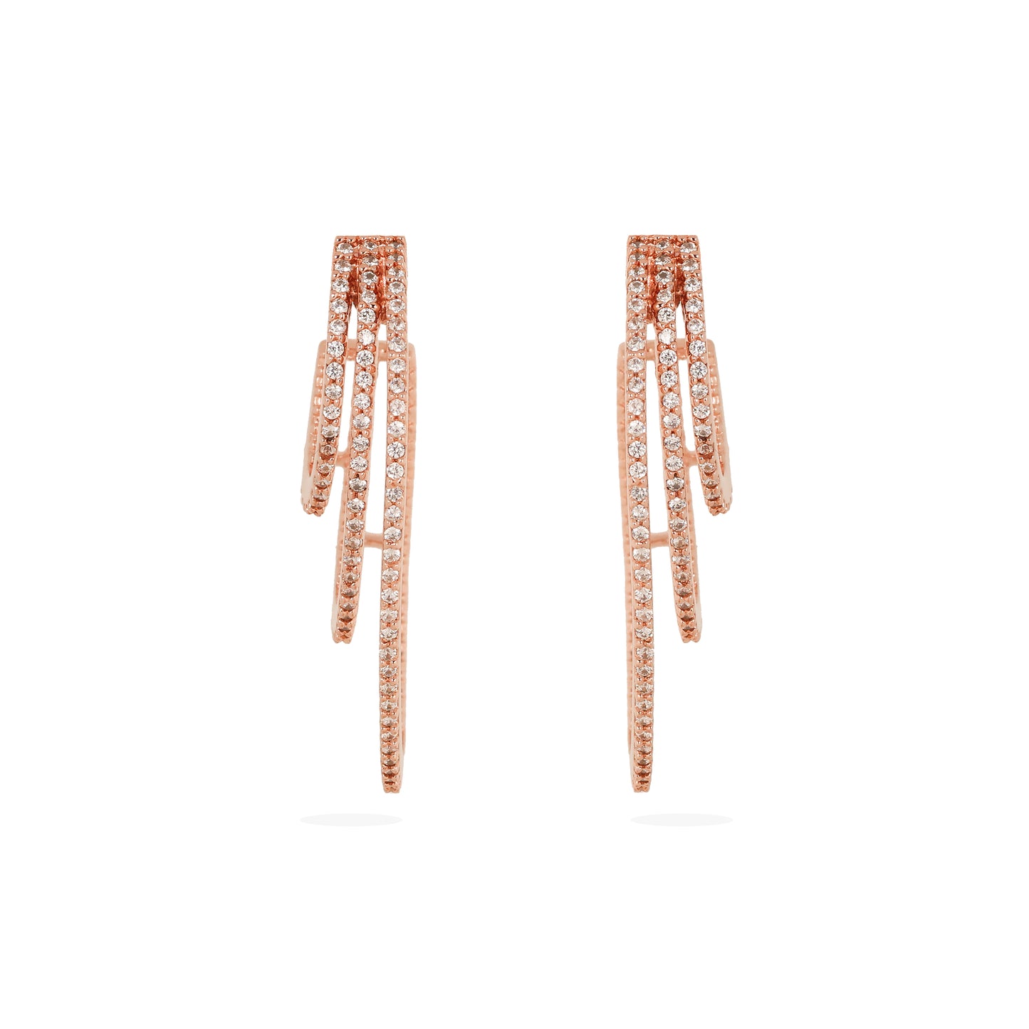 Elegant Curve: 925 Silver rose gold plated Earrings with a Graceful Three-Line Design