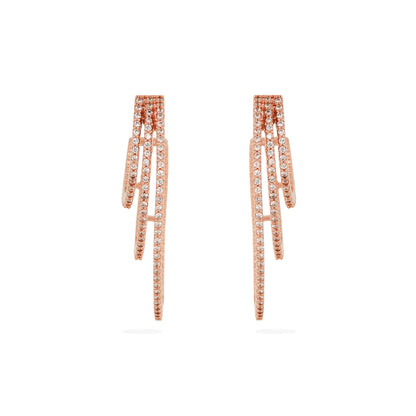 Elegant Curve: 925 Silver rose gold plated Earrings with a Graceful Three-Line Design