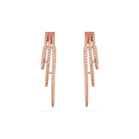 Elegant Curve: 925 Silver rose gold plated Earrings with a Graceful Three-Line Design