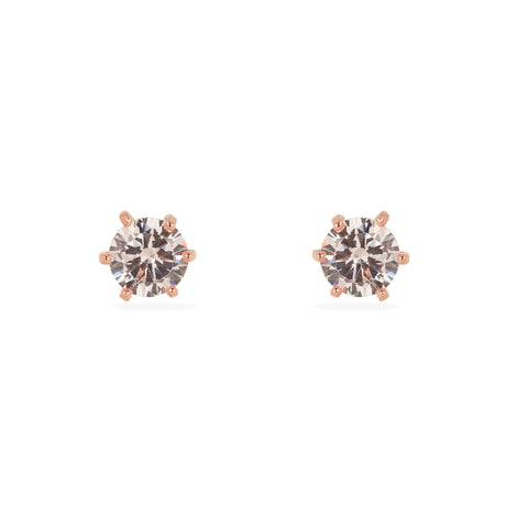 Elegant 925 Silver rose gold plated Solitaire Stud Earrings