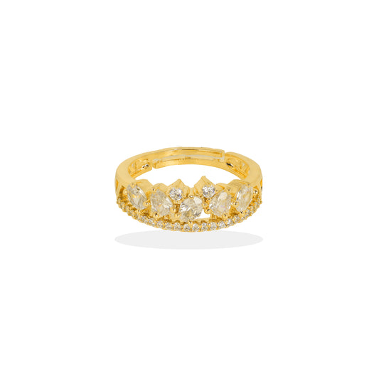 Regal Style 925 Silver Ring with a Stunning Crown Structure with gold plated