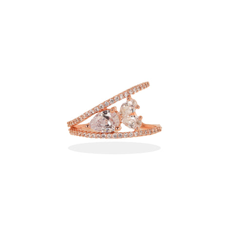 Elegant Radiance: 925 Silver Rose Gold Plated Adjustable Ring