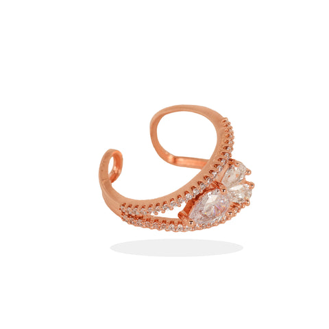 Elegant Radiance: 925 Silver Rose Gold Plated Adjustable Ring