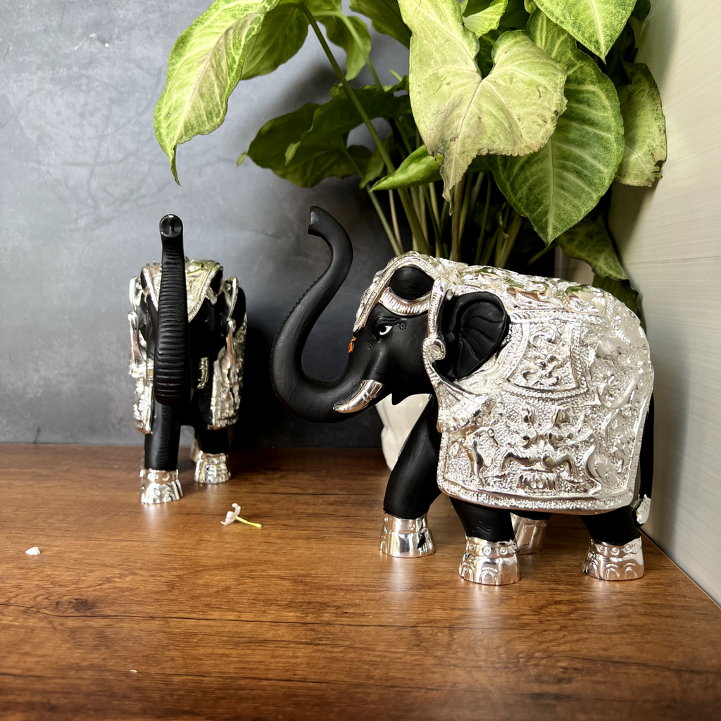 Products Pure Gold & Silver Coated Elephant Showpiece for Gifts Home D