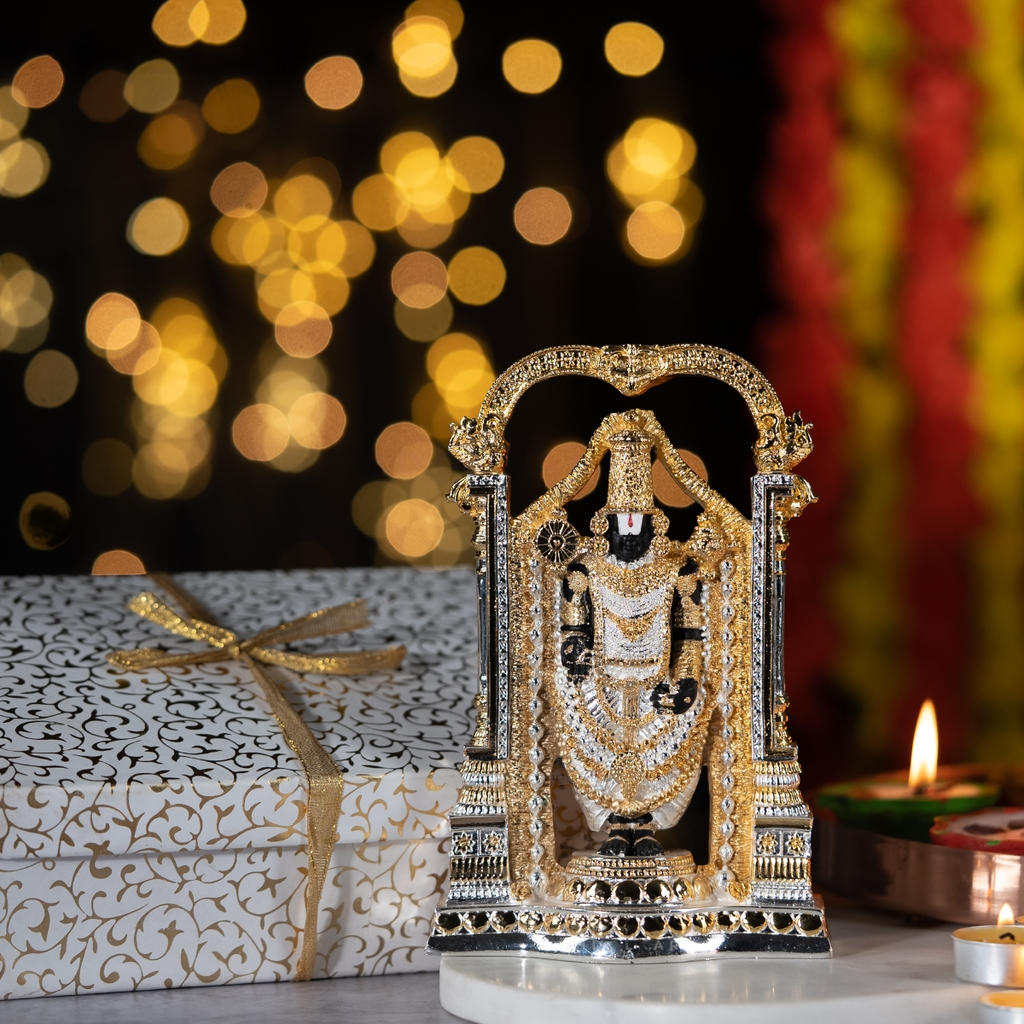 PURE GOLD AND SILVER COATED VENKATESHWAR A SWAMY IDOL