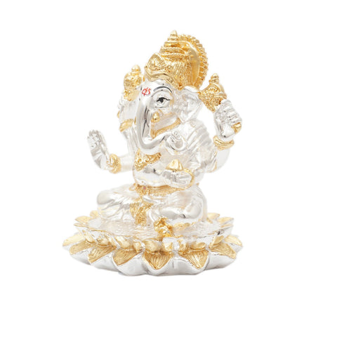 Gold and Silver Coated Lotus Ganesha