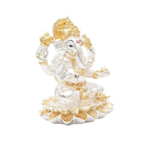 Gold and Silver Coated Lotus Ganesha