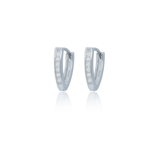 925 Sterling Silver unisex Cubic Zirconia v design hoops/ Earrings | | Gift for Women and Girls &men and boys | With Certificate of Authenticity and 925 Hallmark