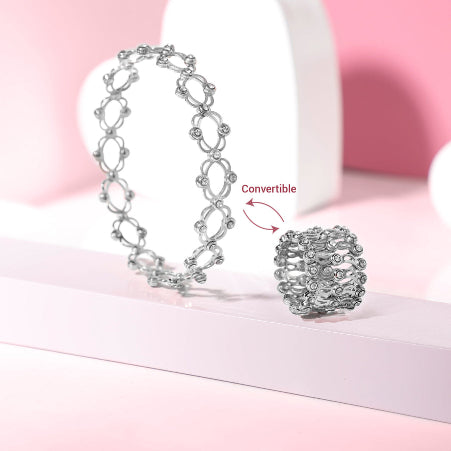 SILVER RING SUPPLE BRACELET FOR HER