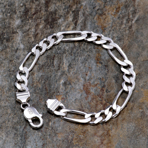 925 Sterling Silver Figaro Bracelet for him