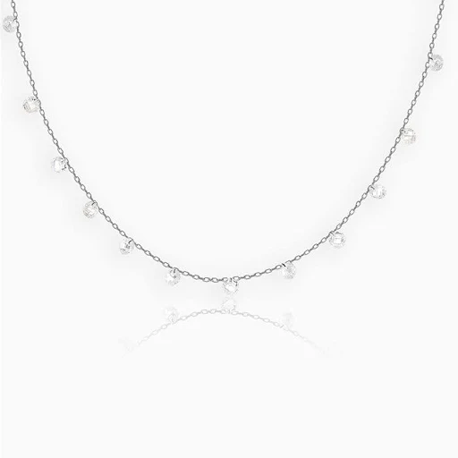 Dazzling 925 Sterling Silver Crystal Chain Necklace