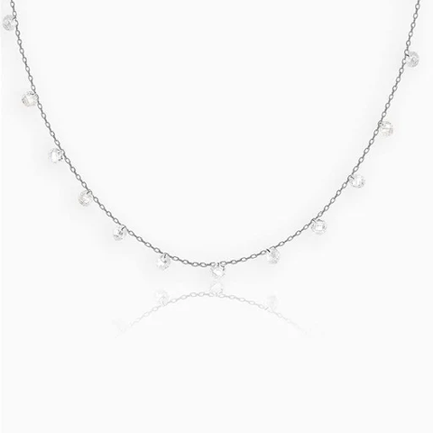 Dazzling 925 Sterling Silver Crystal Chain Necklace