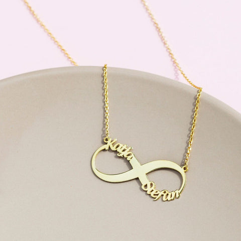 INFINITY COUPLE NAME PERSONALISED NECKLACE FOR HER