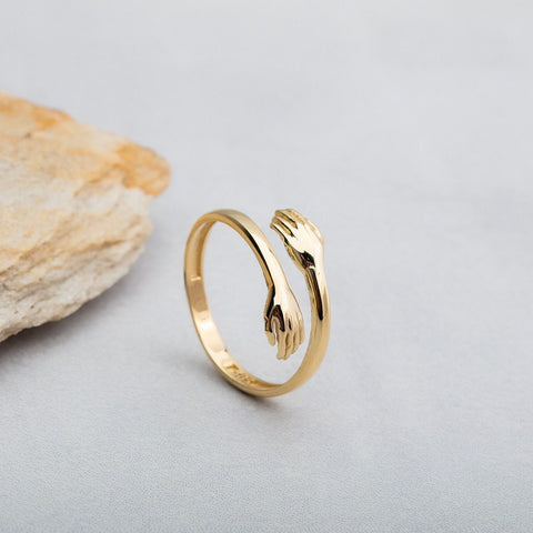 925 SILVER GOLD PLATED  HUG RING