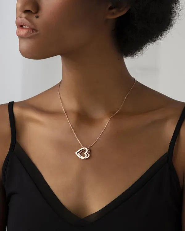 DOUBLE HEART COUPLE NAME ENGRAVED NECKLACE