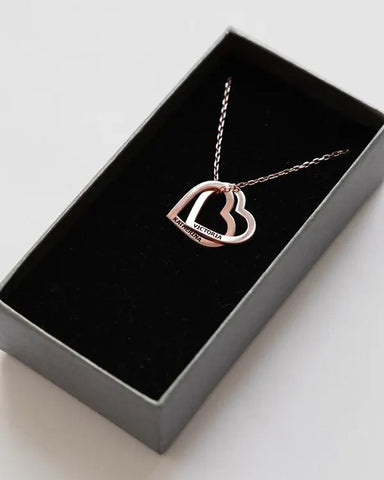 DOUBLE HEART COUPLE NAME ENGRAVED NECKLACE