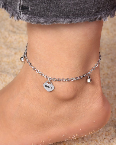 NAME ENGRAVED ANKLET CHARM FOR HER