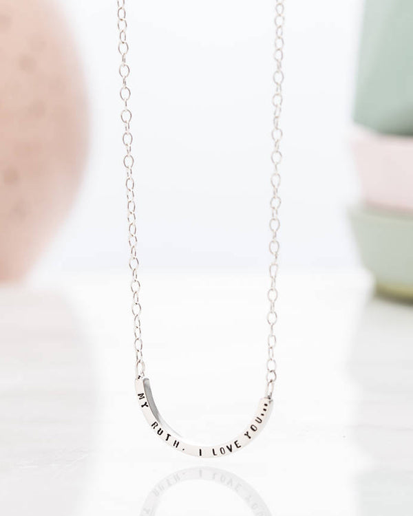 HALF ROUND NAME ENGRAVED PENDANT CHAIN