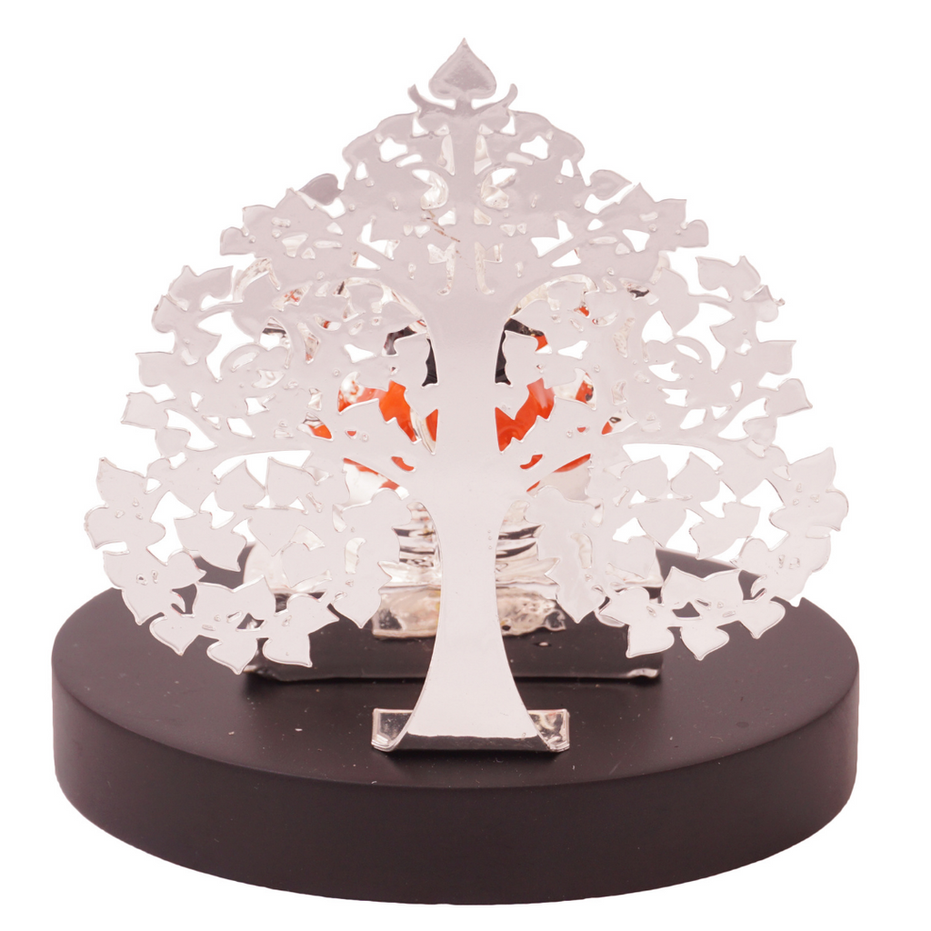 Silver Coated Tree Ganesha Idol