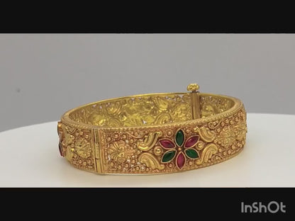 925 SILVER ANTIQUE RUBY EMERALD SCREW BANGLES