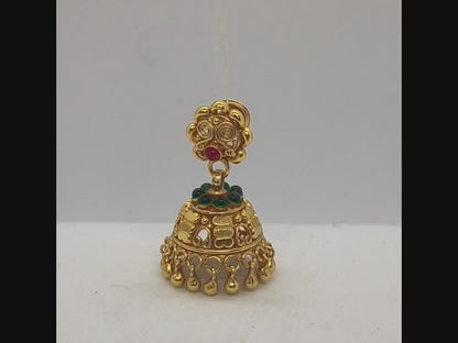 925 SILVER ANTIQUE RUBY EMERALD JUMKI