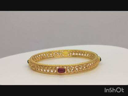 925 SILVER ANTIQUE RUBY EMERALD BANGLES