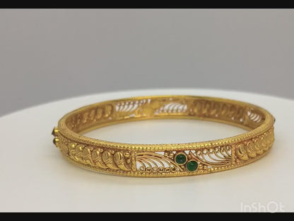 925 SILVER ANTIQUE RUBY EMERALD GIKD DESIGN BANGLES