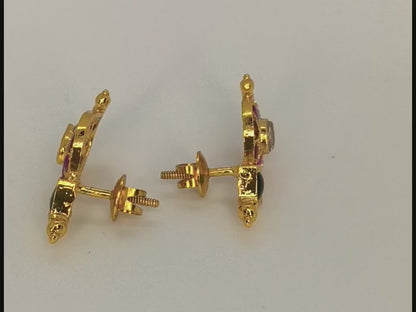 925 SILVER Antique Kundan Mango Design Stud